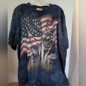 Vintage Wolf T Shirt Classic Graphic Tee Shirts Artist Painting The Mountain XXL